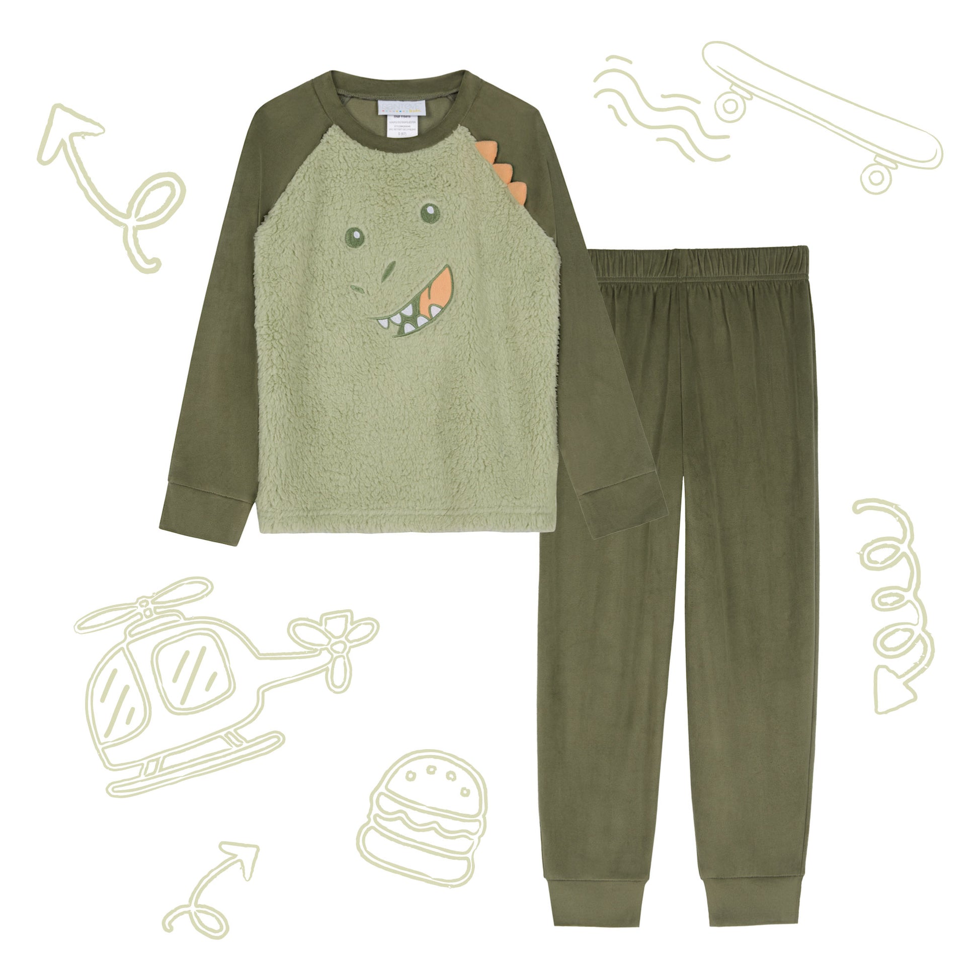 Dinosaur;@A Soft Fleece Animal Pj Set