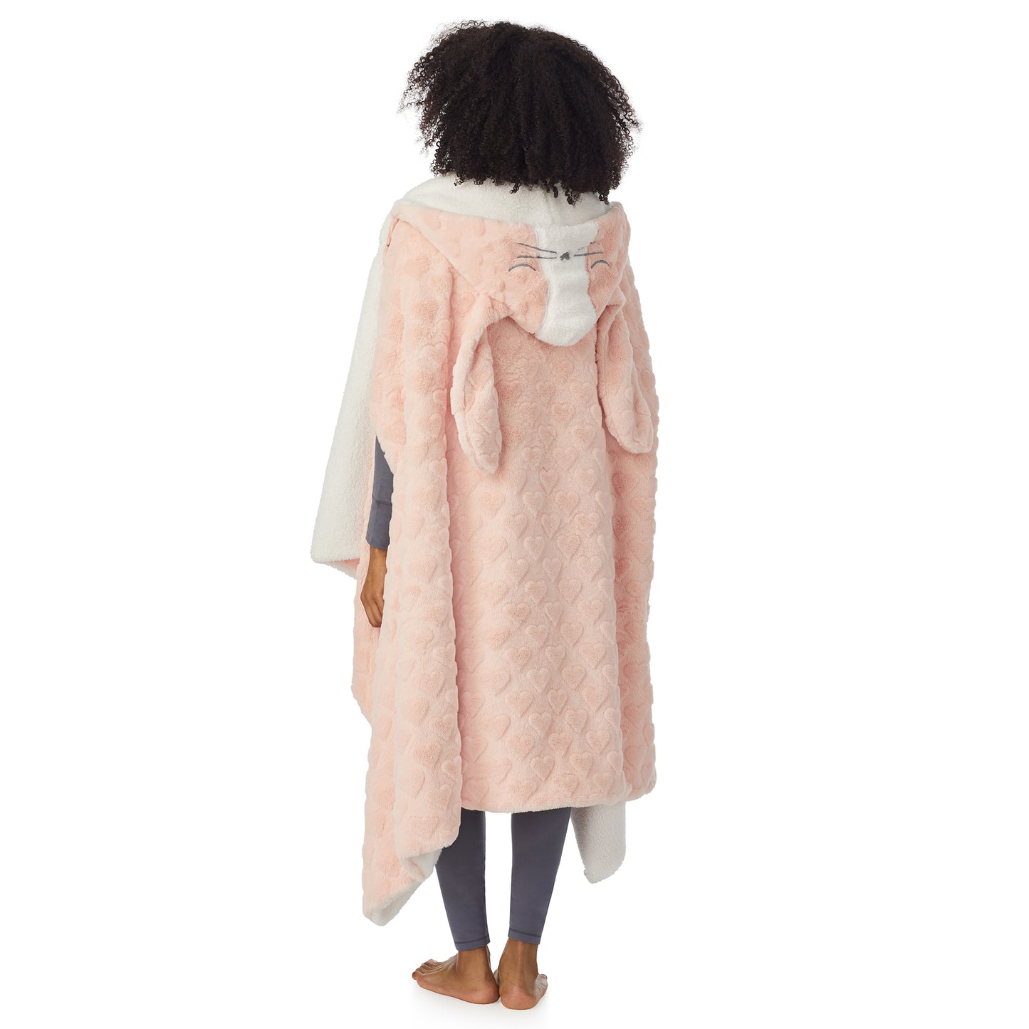 Bunny;@A lady wearing Bunny Wearable Hooded Blanket
