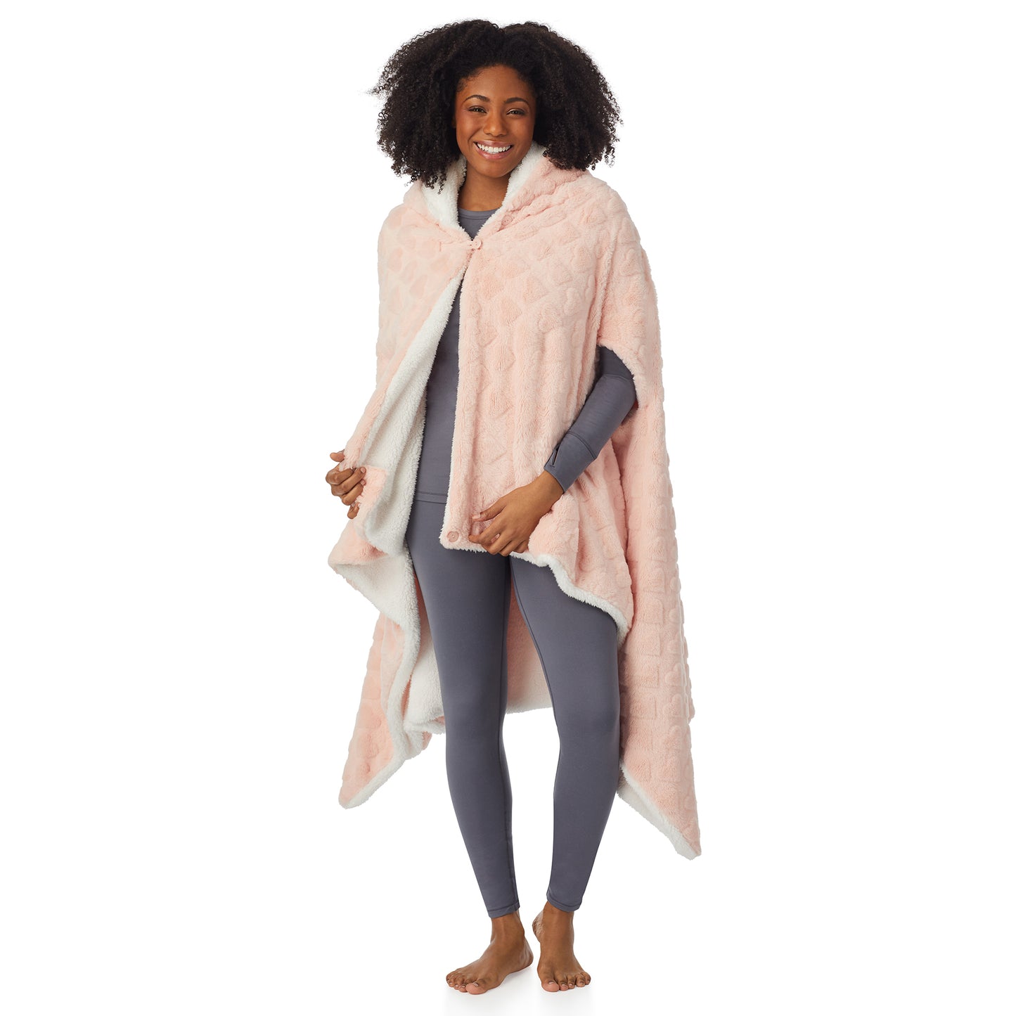 Bunny;@A lady wearing Bunny Wearable Hooded Blanket