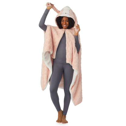 Bunny;@A lady wearing Bunny Wearable Hooded Blanket