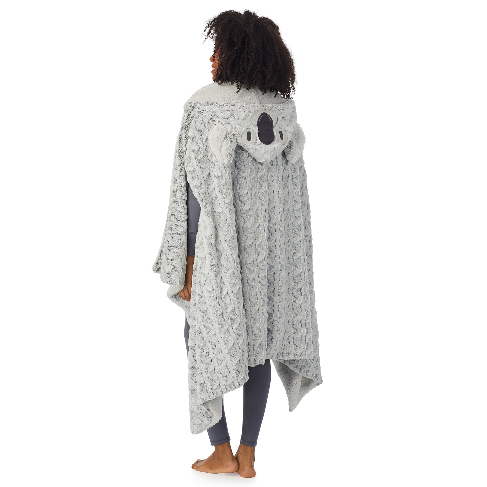 Koala;@A lady wearing koala Wearable Hooded Blanket