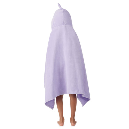 Sharkberry Pink & Lavender Bite;@A girl wearing 2 Pack Hooded Shark Towels in Sharkberry Pink & Lavender Bite

