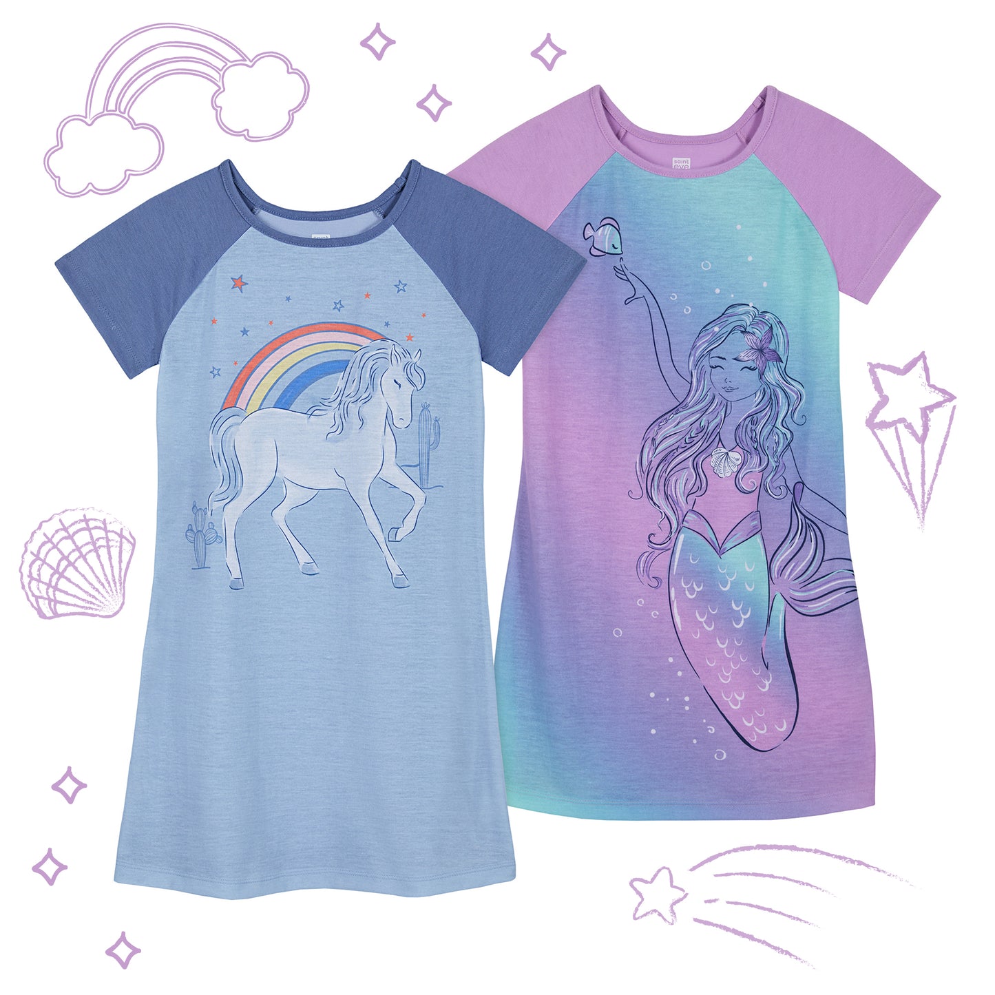 Simply Magical;@Simply Magical 2 pc Short Sleeve Nightgowns