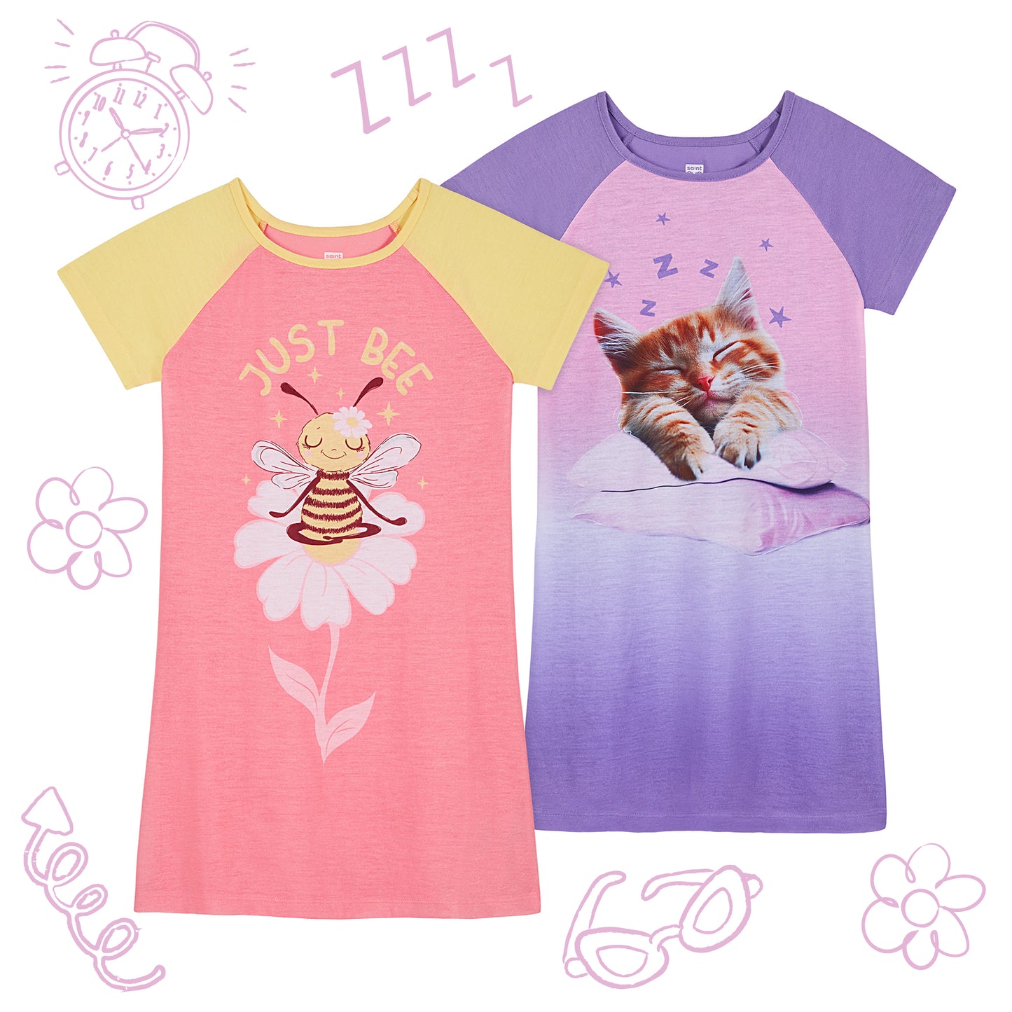 Snuggle Bug;@Snuggle Bug 2 Pack Short Sleeve Nightgowns