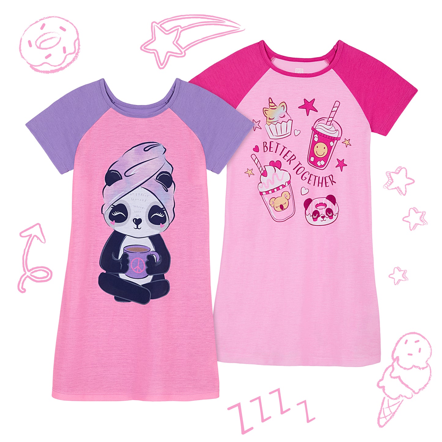 Treat Yourself;@Treat your self 2 Pack Short Sleeve Nightgowns