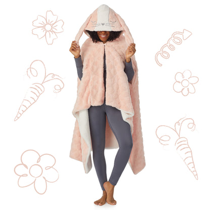 Bunny;@A lady wearing Bunny Wearable Hooded Blanket