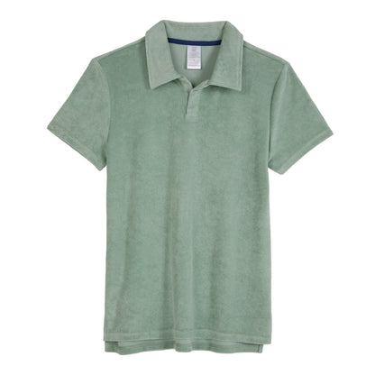 Savannah Moss;@A Men's Terry Polo Short Set in Savannah Moss

