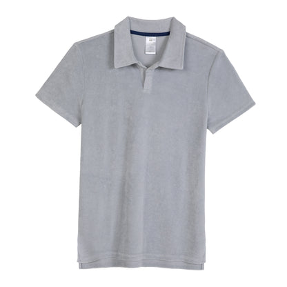 Stone Harbor Grey;@A Men's Terry Polo Short Set in Stone Harbor Grey
