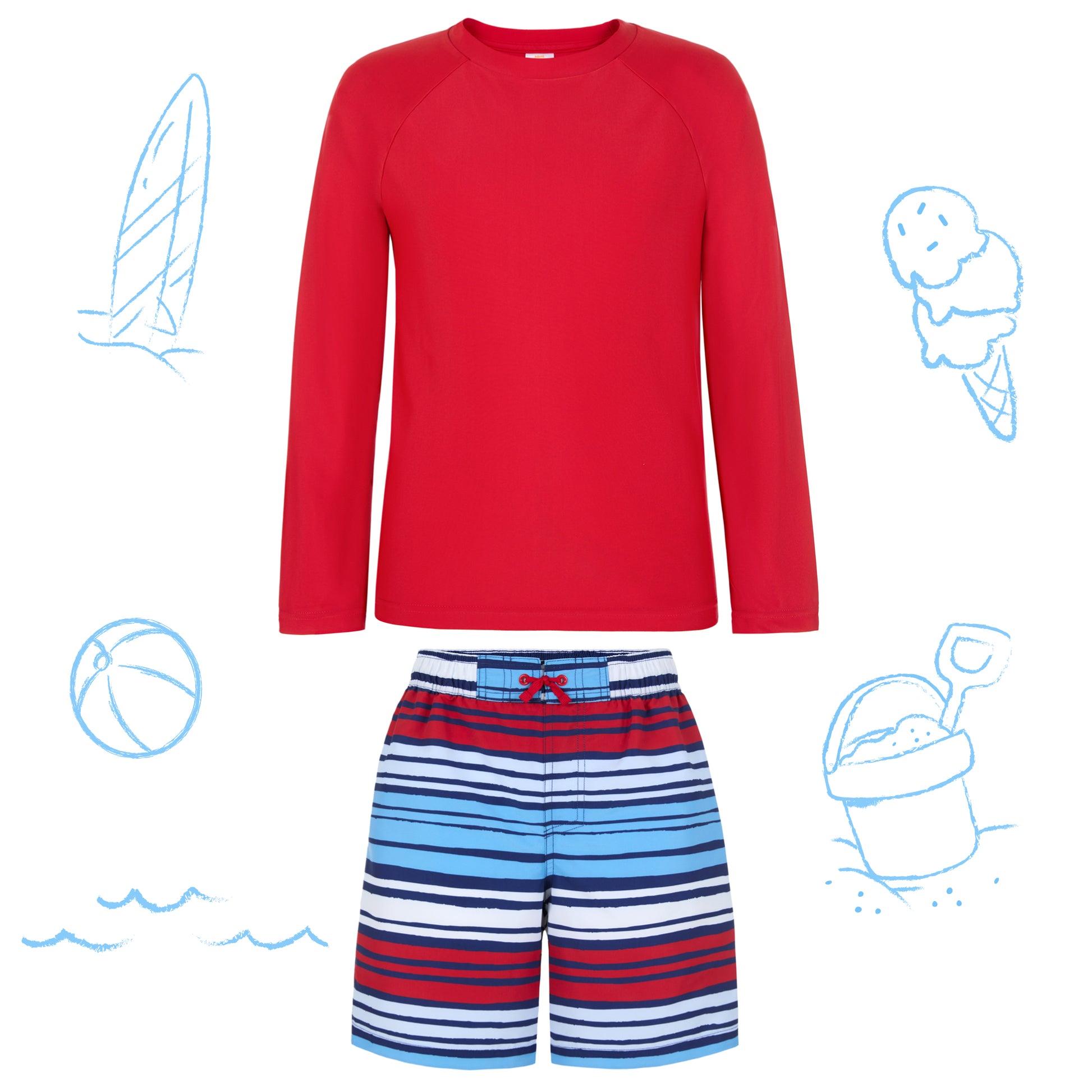 Set Sail Stripe;@A Long Sleeve Rashguard Set in Set Sail Stripe
