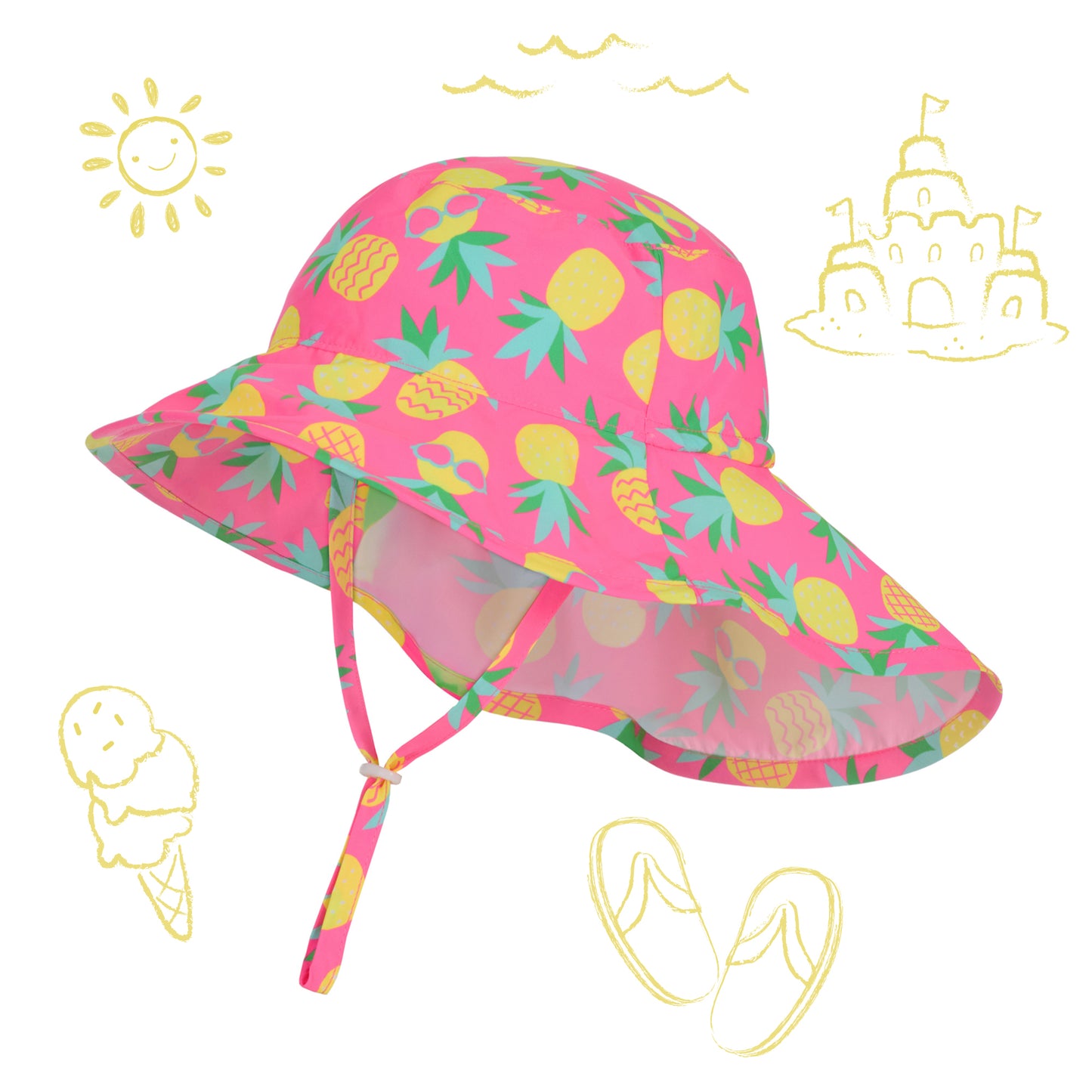 Pineapple Popstars Aqua;@A UPF 50 Sun Hat in Pineapple Popstars Aqua
